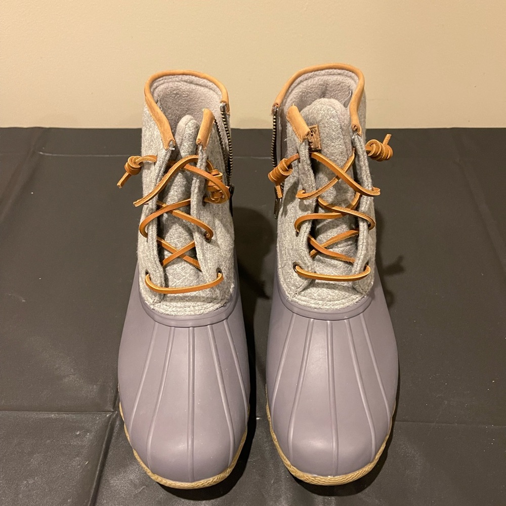 Sperry duck boot gray saltwater wool
